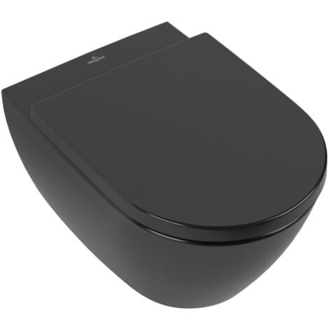 Villeroy & Boch Subway 2.0 Tiefspül-WC spülrandlos, wandhängend, Pure Black CeramicPlus 5614R0R7