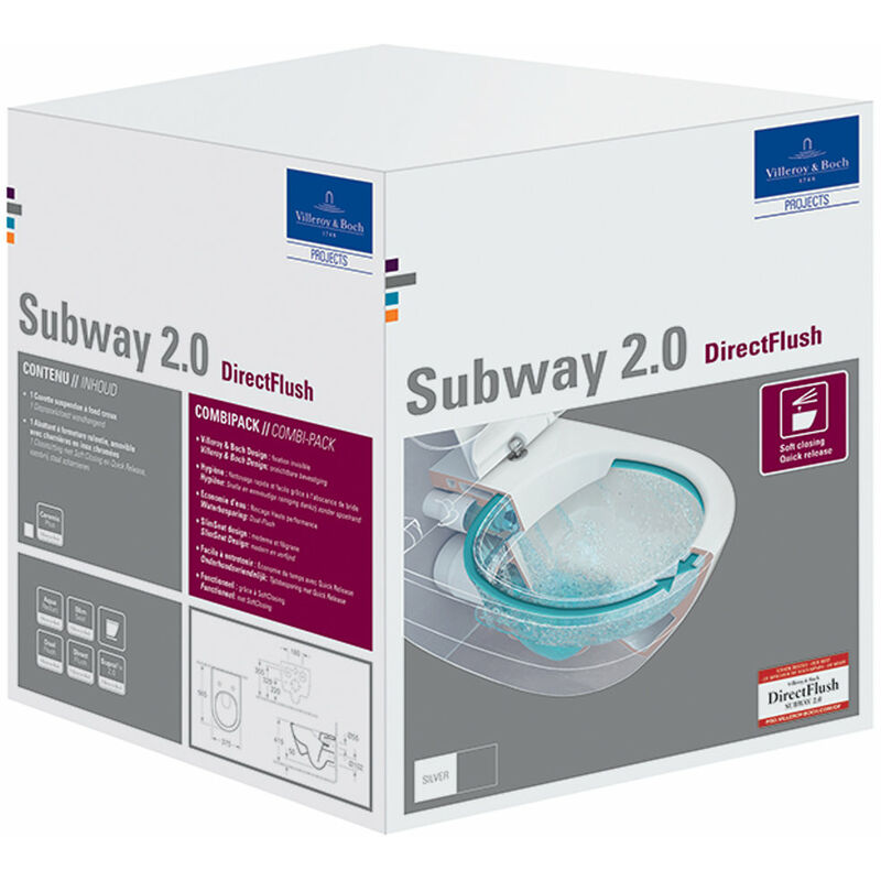 

Villeroy & Boch Subway 2.0 WC Combi-Pack, DirectFlush, color: Cerámica Blanca - 5614R2R1