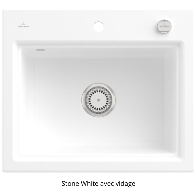 Villeroy&boch - Evier villeroy et boch Subway Style 60 s Stone white CeramicPlus finition aluminum brossé