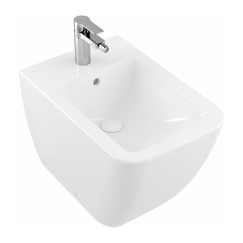 

Villeroy&boch - Venticello, Bidé de pie, 375 x 560 mm, Rectangular, para grifería de 3 orificios, orificio central perforado, con rebosadero, modelo