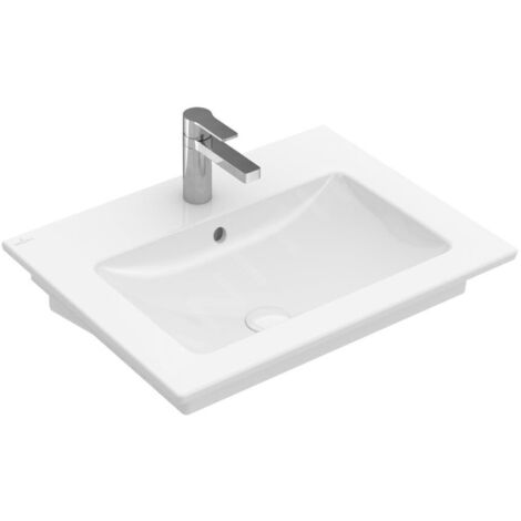 Villeroy & Boch Venticello - Lavabo 650x500 mm, avec trop-plein, trou de robinetterie, CeramicPlus, blanc alpin 412465R1
