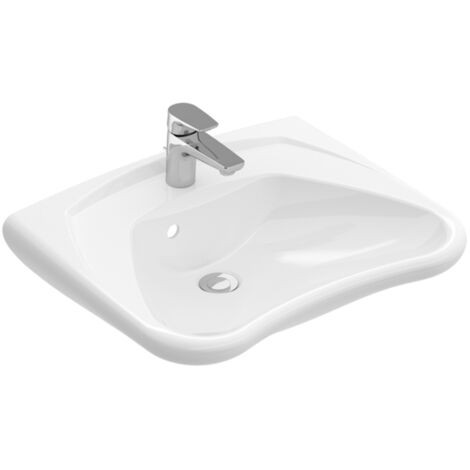Villeroy & Boch ViCare - Lavabo Vita, 600 mm x 490 mm, blanc - lavabo un trou, avec trop-plein, avec CeramicPlus 711963R1