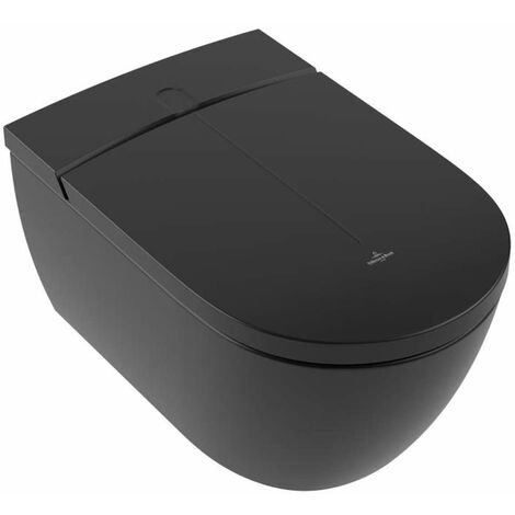 Villeroy & Boch ViClean - Elektronisches Bidet mit Keramik, Rimless, CeramicPlus, SoftClosing, Pure Black V0E100R7