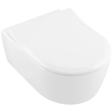 Villeroy & Boch – Cuvette WC suspendue sans bride – Céramique sanitaire – Dimensions 53x37cm – Abattant Slim avec SoftClosing – Système DirectFlush
