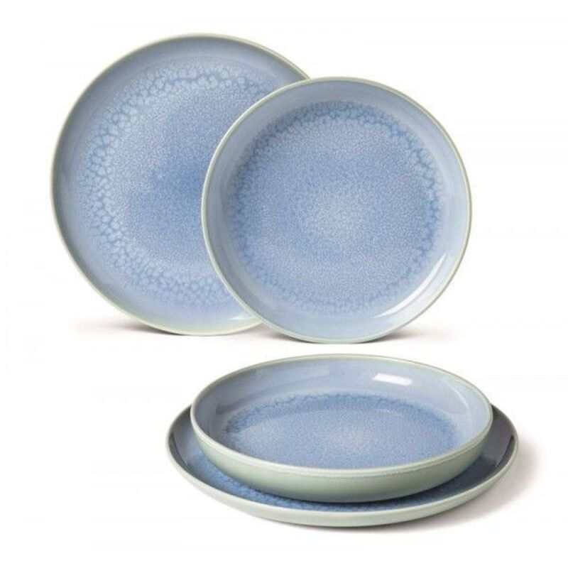 Villeroy & Boch – Assiette en porcelaine ronde bleu – Lot de 2 assiettes plates 25,9 cm et 2 assiettes creuses 21,9 cm – Compatible micro-ondes –