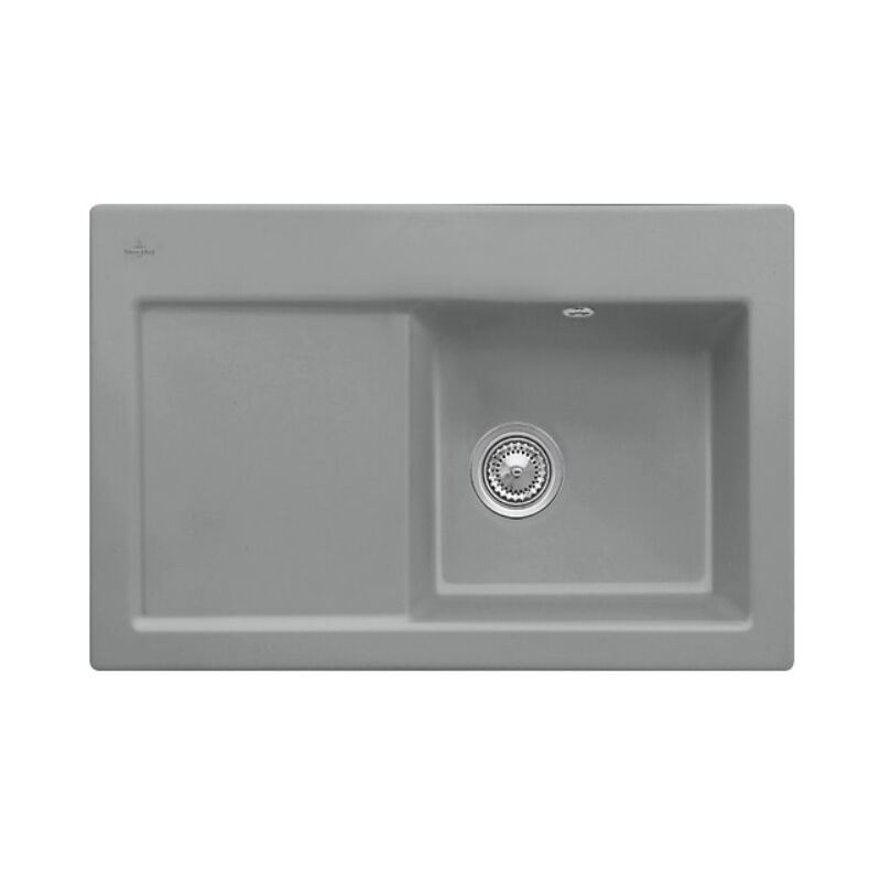 Villeroy&boch - villeroy et boch Evier 1 bac Subway 45 égouttoir à gauche, gris souris - Stone CeramicPlus, egouttoir a gauche, Avec vidage