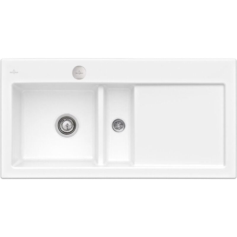 Villeroy&boch - Evier 1 bac et demi avec egouttoir a droite villeroy et boch Subway Pure 60 100 x 51 cm Blanc sans vidage
