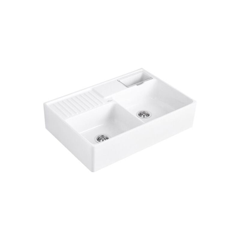 Villeroy&boch - Evier cuisine villeroy et boch Tradition Snow White CeramicPlus avec vidage automatique