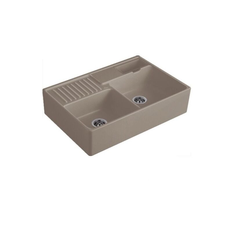 Villeroy&boch - Evier cuisine villeroy et boch Tradition Timber CeramicPlus avec vidage automatique
