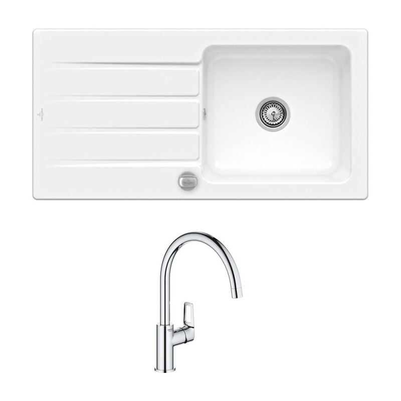 Villeroy&boch - Evier 1 bac 100 x 51 cm villeroy et boch Architectura 60 Blanc + Robinet cuisine grohe Bauloop