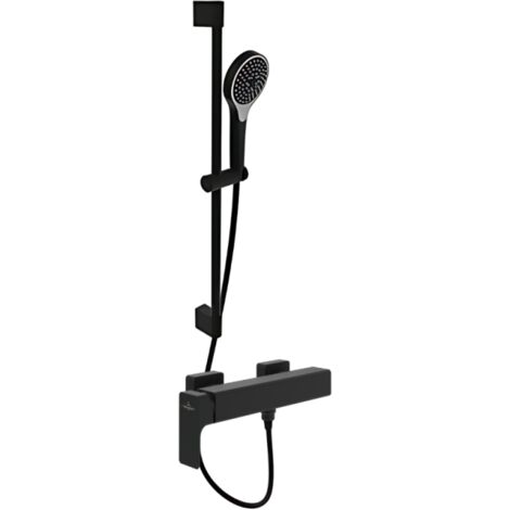 VILLEROY ET BOCH Subway 3.0 Mezclador de ducha mecánico Cromo + Conjunto de ducha VILLEROY ET BOCH Verve Showers 3 jets Negro Mate