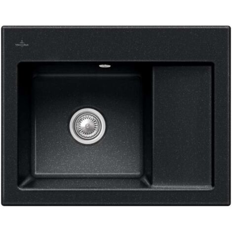 VILLEROY ET BOCH Subway 45 Fregadero compacto de 1 seno 65 x 51 cm con desagüe derecho Cromita CeramicPlus con desagüe manual