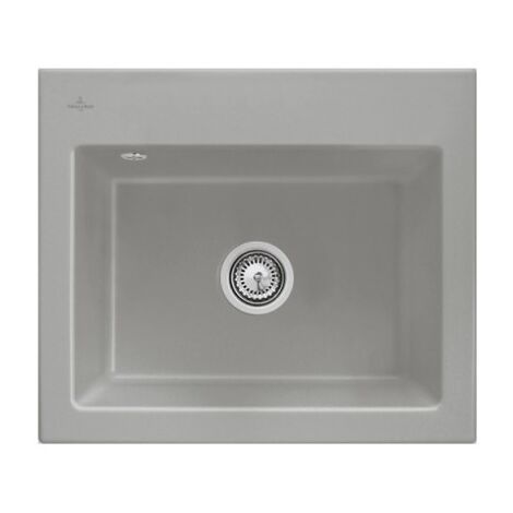 VILLEROY ET BOCH Subway 60 S fregadero 60 x 51 cm sin escurridor Fossile CeramicPlus con desagüe manual