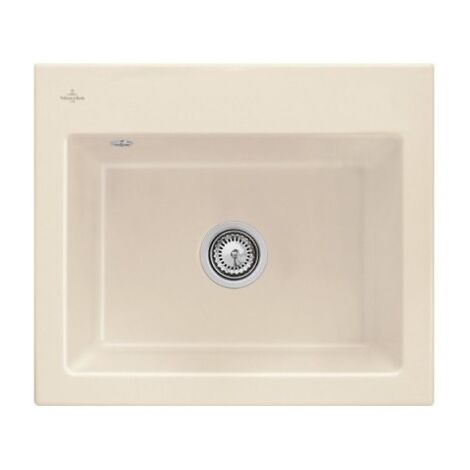 VILLEROY ET BOCH Subway 60 S fregadero 60 x 51 cm sin escurridor Marfil CeramicPlus con vaciador manual