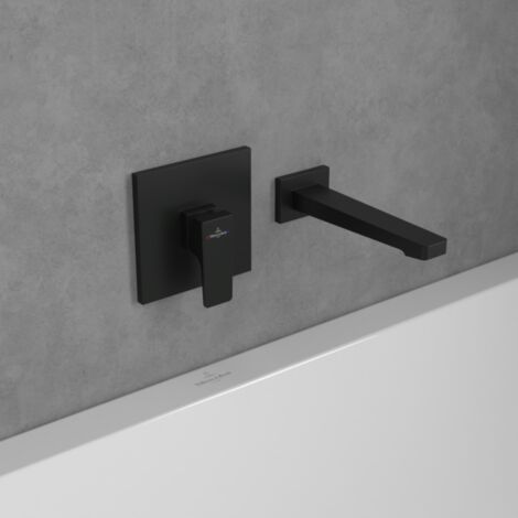 Villeroy und Boch Architectura Square Fertigmontageset TVS125002000K5 Unterputz-Armatur, Wandmontage, matt black
