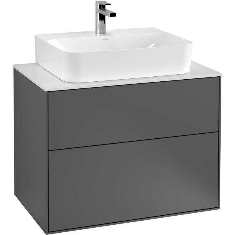 

Villeroy Und Boch Ag - Villeroy und Boch Finion Módulo de lavabo F09200, 800x603x501mm, placa de cubierta Negro Mate, color: Laca mate azul noche