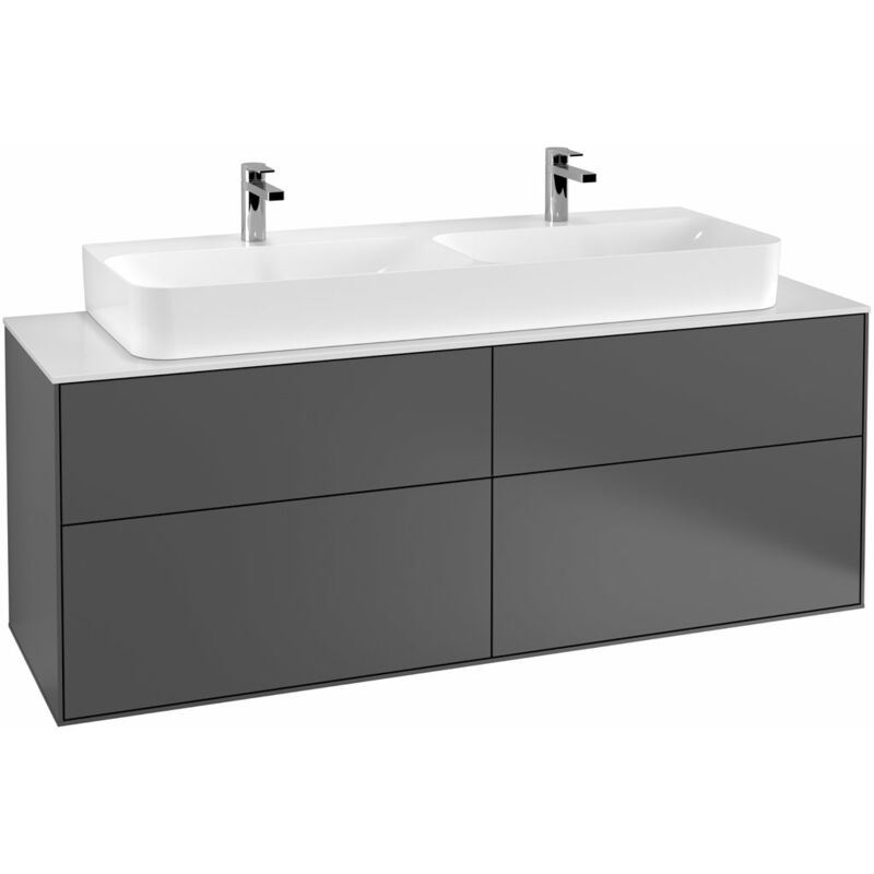 

Villeroy und Boch Finion Módulo de lavabo F20100, 1600x603x501mm, placa de cubierta Blanco Mate, color: Negro Mate Laca - F20100PD