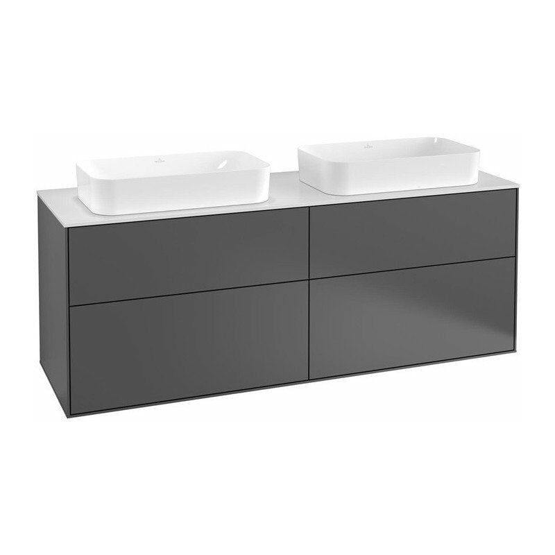 

Villeroy&boch - Finion, Mueble de baño, 1600 x 603 x 501 mm, Angular, con orificio para grifería, modelo suspendido, De madera, para 2 lavabos,