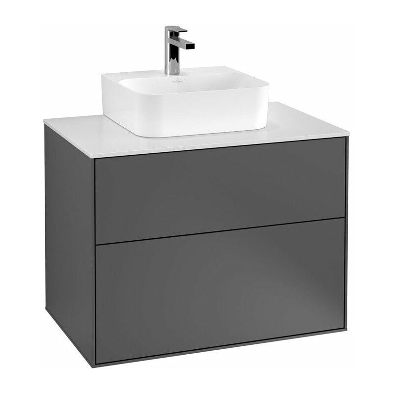 

Villeroy&boch - Finion, Mueble de baño, 800 x 603 x 501 mm, Angular, con aplique, modelo suspendido, En madera, lavabo en el medio, iluminación LED,