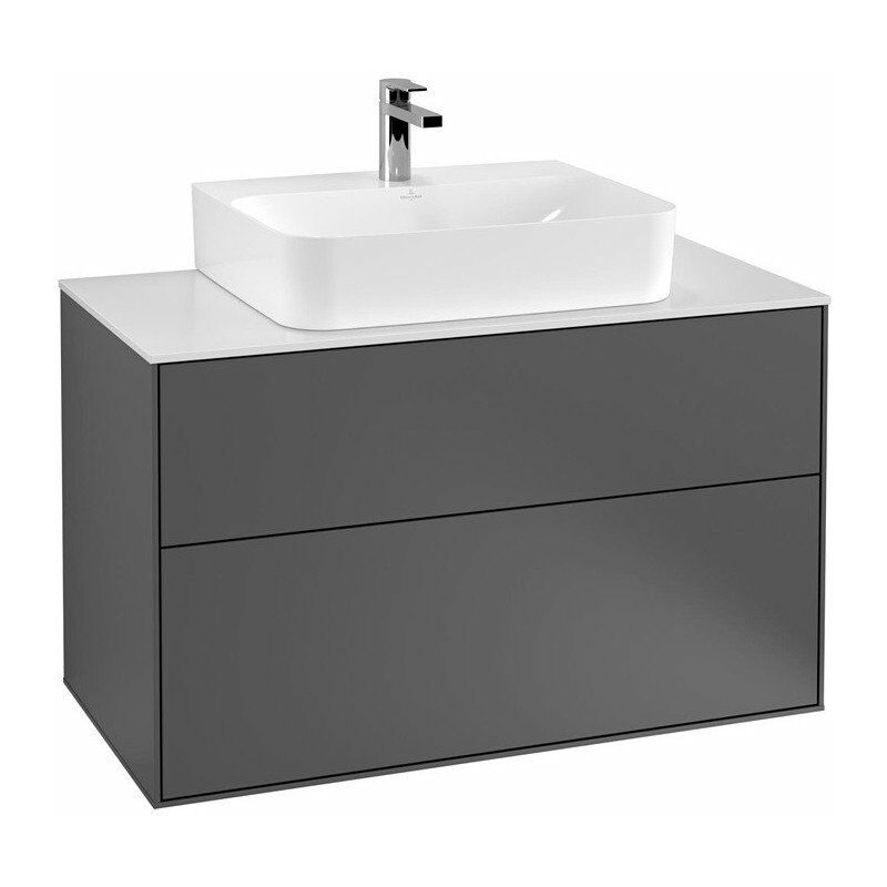 

Villeroy&boch - Finion, Muebles de baño, 1000 x 603 x 501 mm, Angular, con aplique, modelo suspendido, En madera, lavabo en el medio, iluminación