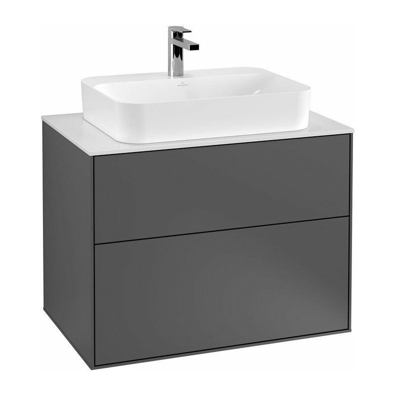 

Villeroy&boch - Finion, Mueble de baño, 800 x 603 x 501 mm, Angular, con aplique, modelo suspendido, En madera, lavabo en el medio, iluminación LED,