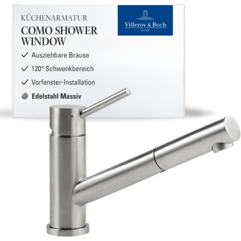 Villeroy und Boch Küchenarmatur Como Window 925800LC 8,6 l/min, umlegbar, ausziehbar, Edelstahl massiv