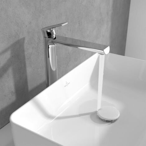 Villeroy und Boch Liberty Waschtischarmatur erhöht TVW10700600061 ohne Ablaufgarnitur, Chrom, AquaSmart