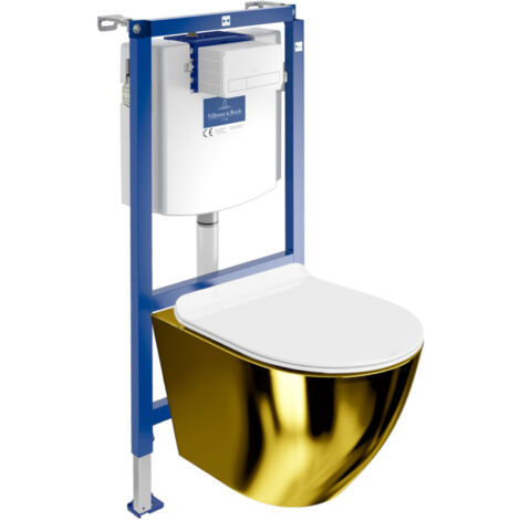 VILLEROY&BOCH WC Set mit Vorwandelement, Wand-WC und Spülknopf