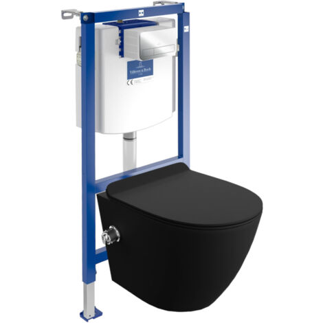 VILLEROY&BOCH WC Set mit Vorwandelement, Wand-WC und Spülknopf