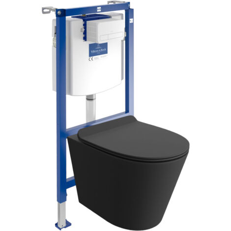 VILLEROY&BOCH WC Set mit Vorwandelement, Wand-WC und Spülknopf