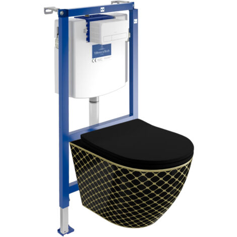 VILLEROY&BOCH WC Set mit Vorwandelement, Wand-WC und Spülknopf