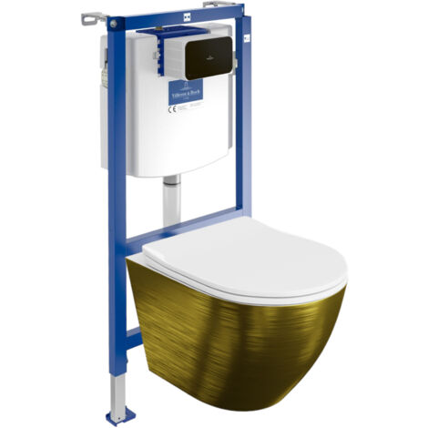 VILLEROY&BOCH WC Set mit Vorwandelement, Wand-WC und Spülknopf
