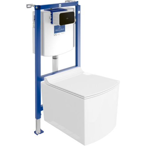 VILLEROY&BOCH WC Set mit Vorwandelement, Wand-WC und Spülknopf
