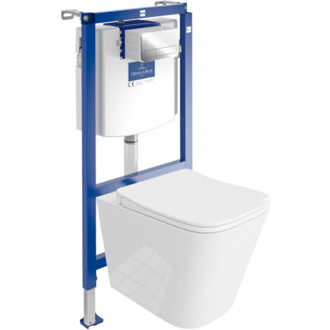 VILLEROY&BOCH WC Set mit Vorwandelement, Wand-WC und Spülknopf