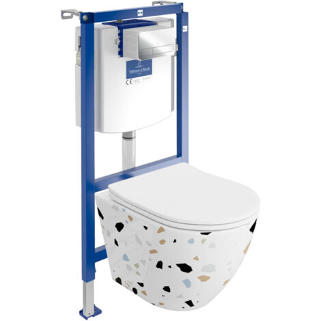 VILLEROY&BOCH WC Set mit Vorwandelement, Wand-WC und Spülknopf
