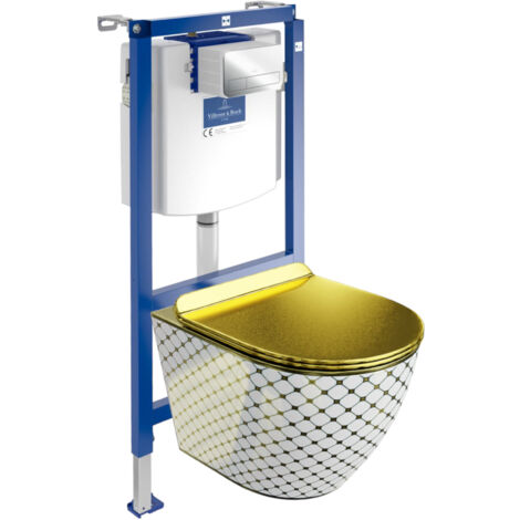 VILLEROY&BOCH WC Set mit Vorwandelement, Wand-WC und Spülknopf