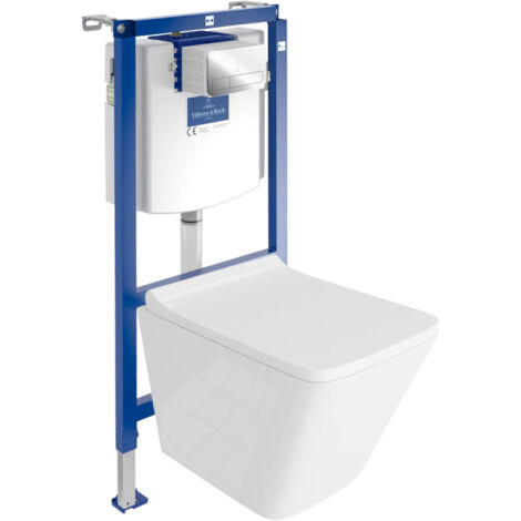 VILLEROY&BOCH WC Set mit Vorwandelement, Wand-WC und Spülknopf