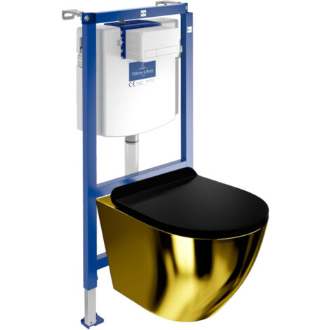 VILLEROY&BOCH WC Set mit Vorwandelement, Wand-WC und Spülknopf