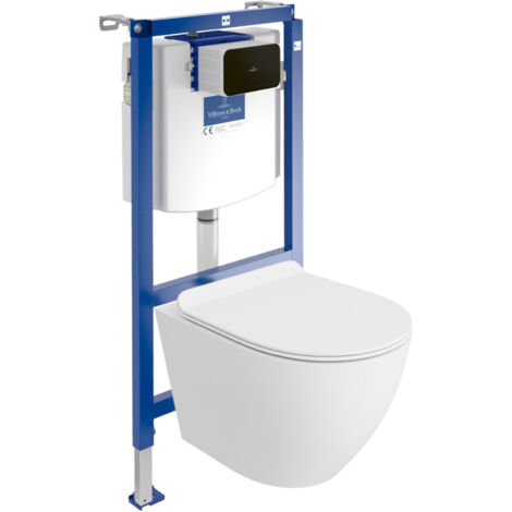VILLEROY&BOCH WC Set mit Vorwandelement, Wand-WC und Spülknopf