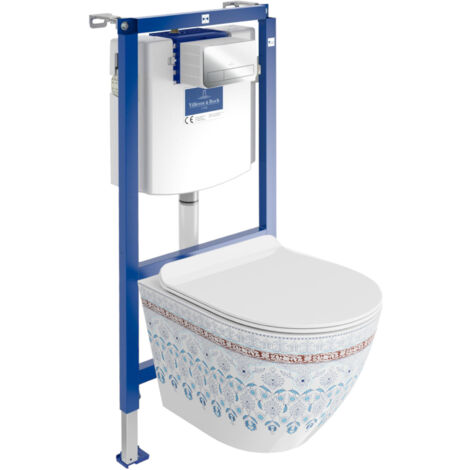 VILLEROY&BOCH WC Set mit Vorwandelement, Wand-WC und Spülknopf