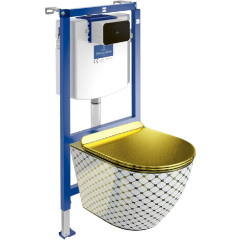 VILLEROY&BOCH WC Set mit Vorwandelement, Wand-WC und Spülknopf