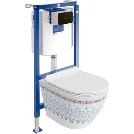 VILLEROY&BOCH WC Set mit Vorwandelement, Wand-WC und Spülknopf