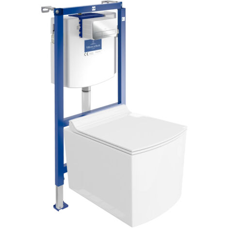 VILLEROY&BOCH WC Set mit Vorwandelement, Wand-WC und Spülknopf