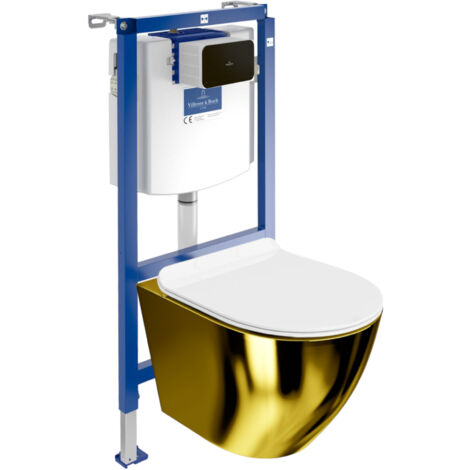 VILLEROY&BOCH WC Set mit Vorwandelement, Wand-WC und Spülknopf