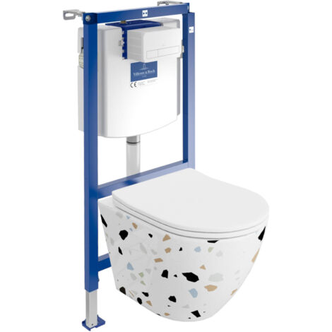 VILLEROY&BOCH WC Set mit Vorwandelement, Wand-WC und Spülknopf
