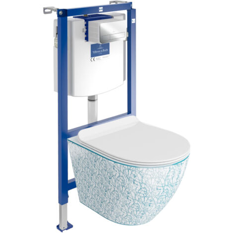 VILLEROY&BOCH WC Set mit Vorwandelement, Wand-WC und Spülknopf