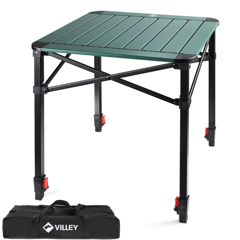Table de Camping Pliante, Table de Pique-Nique Pliable en Aluminium, Table Extérieure Portable avec Sac de Rangement, Table Pliante à Hauteur