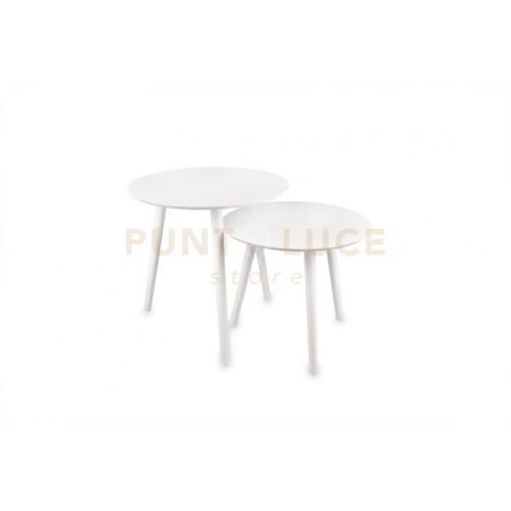 VILMA SET DI 2 TAVOLI ROTONDI STRUTTURA IN MDF 50CM BIANCHI D.50-45CM