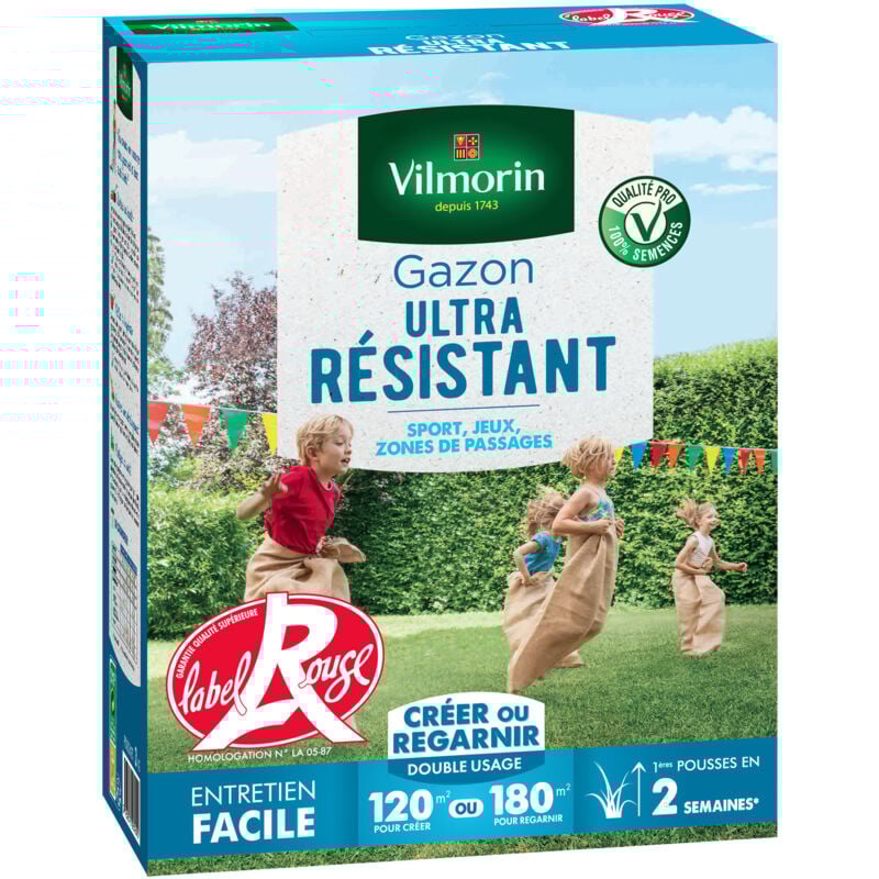 Vilmorin - Gazon Ultra Résistant - Label Rouge - 3 kg