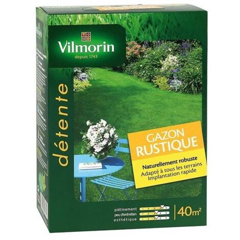 Gazon rustique 1kg – Ultra-résistant, dense – Croissance rapide en 2 semaines – Composition : Ray grass, fétuque rouge – Vilmorin